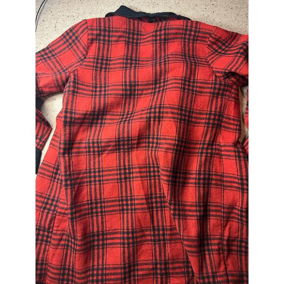 Soft Surroundings Buffalo Check Swing Cardigan Medium Red Black Open Front - Picture 2 of 6